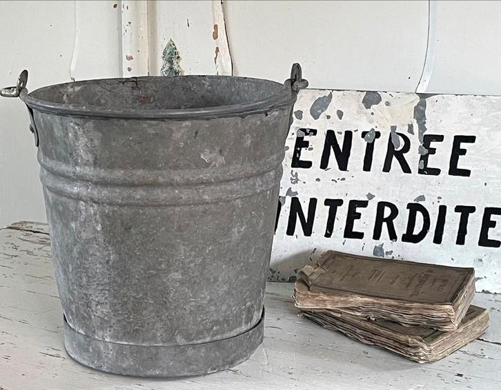 Brocante oud zinken emmertje, Antiek en Kunst, Curiosa en Brocante, Verzenden