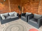 Loungeset bank en stoelen (zwart) 90€ (vaste prijs), Tuin en Terras, Tuinsets en Loungesets, Ophalen, 4 zitplaatsen, Kunststof