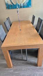 eettafel met 6 eetkamerstoelen gratis, Gebruikt, Ophalen of Verzenden, Stof, Vijf, Zes of meer stoelen
