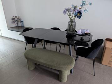 Moderne eettafel 180x90 cm – zwart glans, uitstekende staat beschikbaar voor biedingen