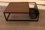 Stalen salontafel met houten blad, Huis en Inrichting, Ophalen, Gebruikt, 50 tot 100 cm, Metaal