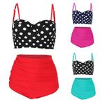 Rode roze groene zwarte stippen bikini retro vintage push up, Kleding | Dames, Badmode en Zwemkleding, Verzenden, Nieuw, Overige kleuren