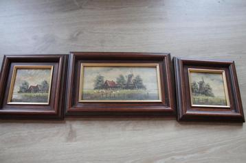 Drieluik Hollands landschap schilderijtjes beschikbaar voor biedingen