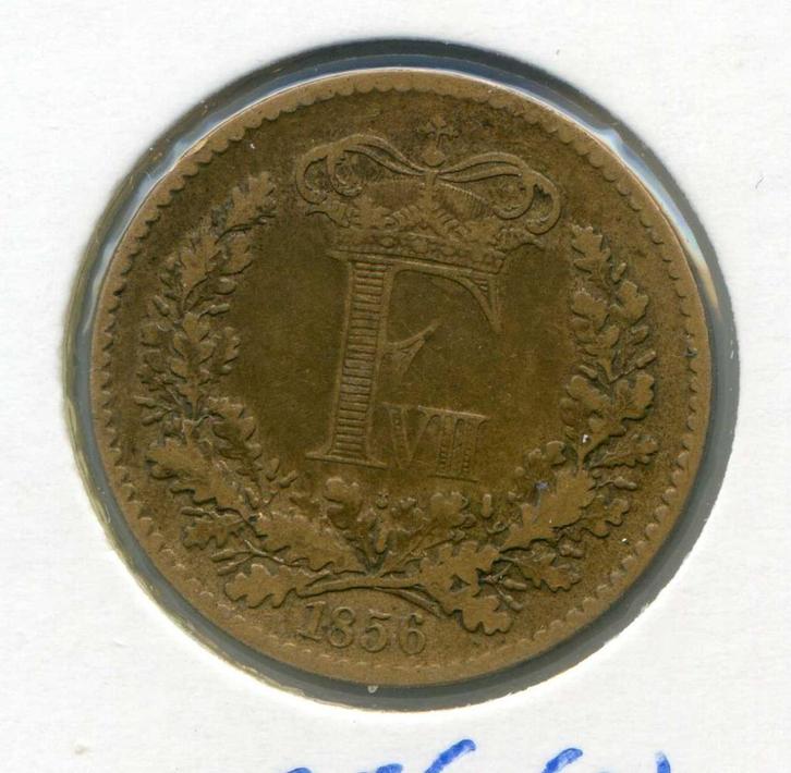 Denemarken 1 Skilling Rigsmont 1856 Rijksappel (o), Postzegels en Munten, Munten | Europa | Niet-Euromunten, Overige landen, Ophalen of Verzenden