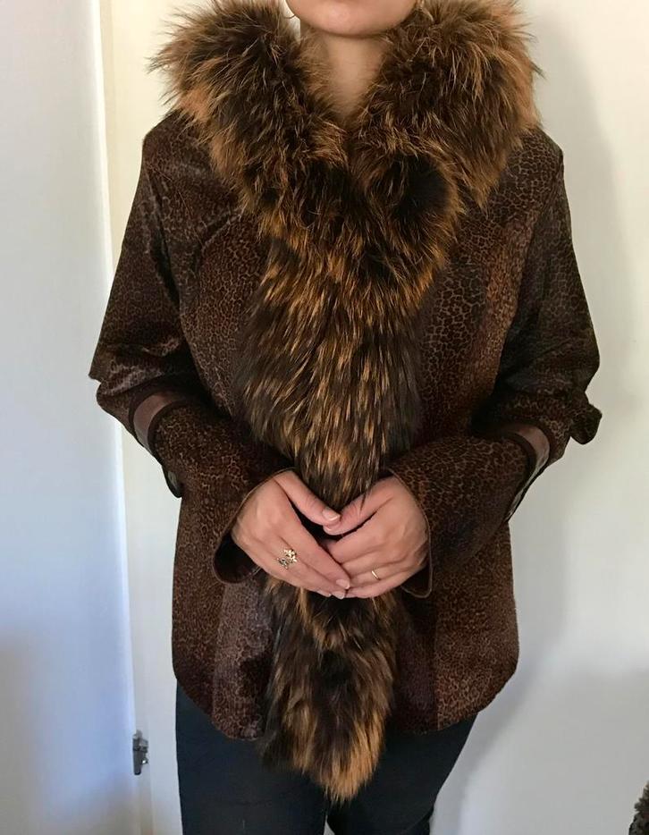 bontjas, Kleding | Dames, Jassen | Winter, Zo goed als nieuw, Maat 38/40 (M), Bruin, Ophalen of Verzenden