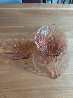 Vintage Roze/Oranje Dessertschaaltjes / gebaksbordjes (6), Schaal, Ophalen of Verzenden, Overige vormen, Glas