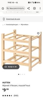 HUTTEN Wijnrek - 9 flessen - Massief Hout, Huis en Inrichting, Woonaccessoires | Wijnrekken, Ophalen, 5 tot 15 flessen, Nieuw