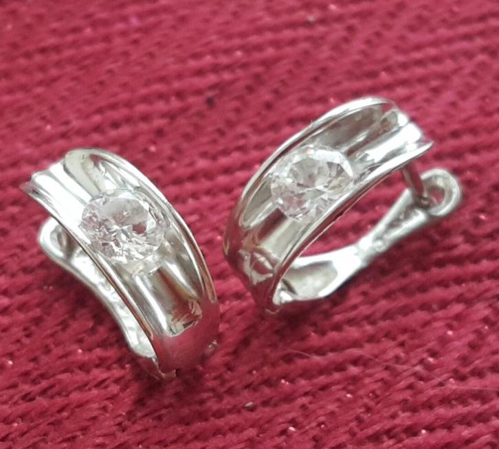 Mooie stevige witgouden oorbellen 14 karaats, Sieraden, Tassen en Uiterlijk, Oorbellen, Zo goed als nieuw, Hangers, Goud, Wit