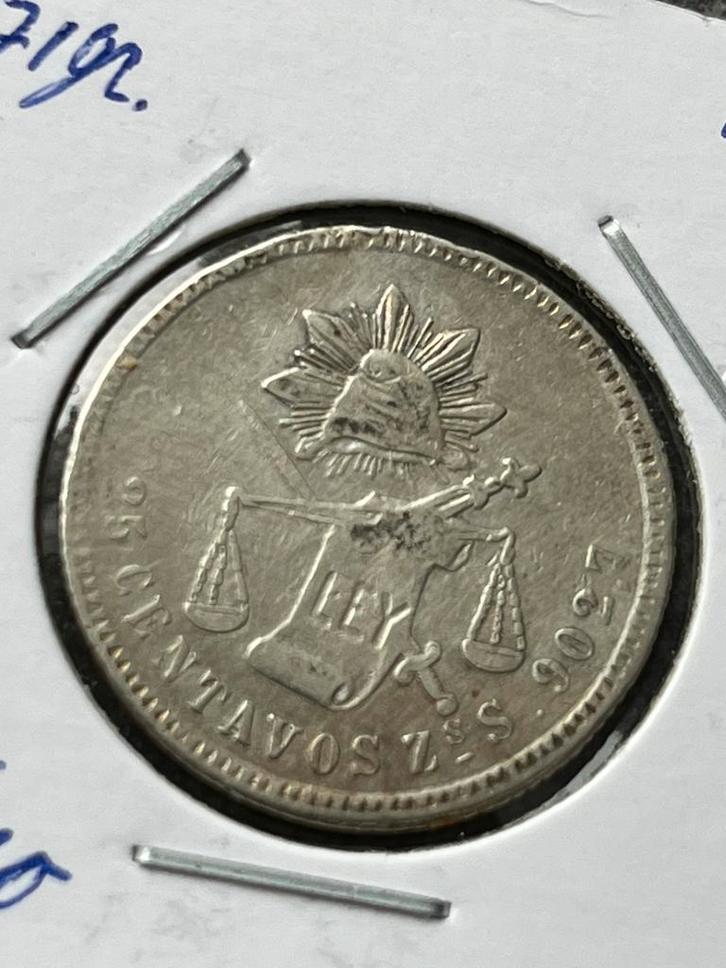 Zacatecas 25 cent 1879, Postzegels en Munten, Munten | Amerika, Losse munt, Midden-Amerika, Zilver, Ophalen of Verzenden