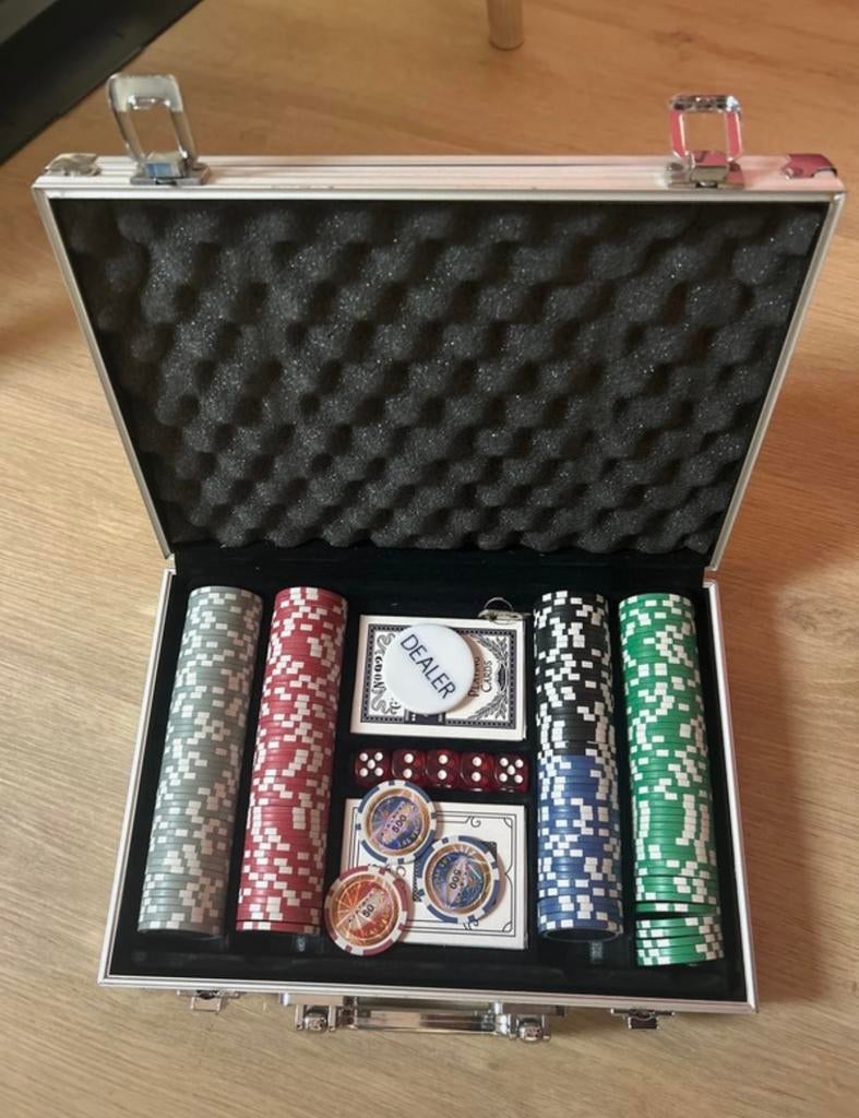 Complete Pokerset in Koffer, Drie of vier spelers, Ophalen of Verzenden, Zo goed als nieuw, Reisspel