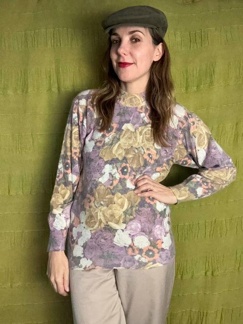 Vintage trui / top - bloemenprint / print - 36 / S / small, Kleding | Dames, Truien en Vesten, Gedragen, Maat 36 (S), Ophalen of Verzenden