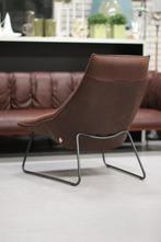 Luxe fauteuil BEAL Jess Design metaal leer donkerbruin Sadie, Huis en Inrichting, Ophalen, Zo goed als nieuw, Metaal, 75 tot 100 cm