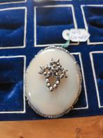 unieke broche zilveren rand met marcasiet, Ophalen of Verzenden, Nieuw, Zilver, Zilver