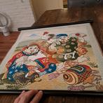 Wandkleed Chinese Afbeelding van 2 Mannen 47x44 cm, Antiek en Kunst, Curiosa en Brocante, Ophalen of Verzenden