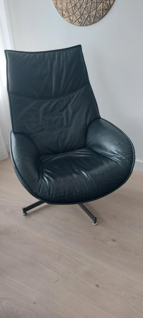 Luxe leren relax stoelen, Huis en Inrichting, Stoelen, Gebruikt, Twee, Leer, Metaal, Zwart, Ophalen