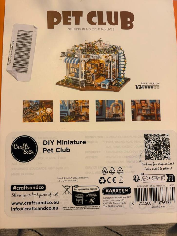 DIY Miniature Pet Club Bouwpakket, Hobby en Vrije tijd, Modelbouw | Auto's en Voertuigen, Nieuw, Overige typen, 1:32 tot 1:50