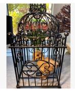 Schattig eendje in metalen antieke vogelkooi 39 cm hoog, Antiek en Kunst, Ophalen of Verzenden