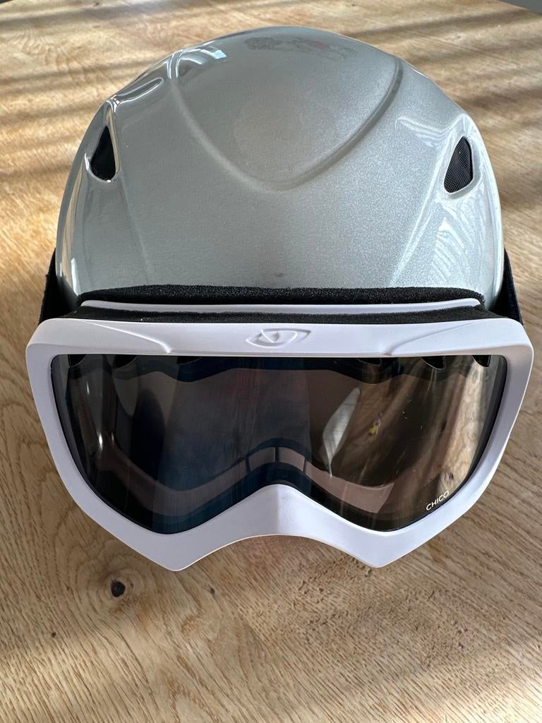 Zilvergrijze Skihelm en skibril (Giro Slingshot, xs/s), Overige merken, Gebruikt, 100 tot 140 cm, Overige typen