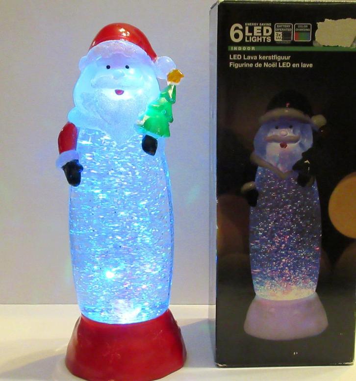Decoratie Kerstman Figuur met LEDverlichting in glitterwater, Diversen, Kerst, Ophalen of Verzenden