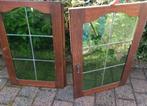 Antiek glas in lood deuren / ramen met paumel 65 x 46 cm, Doe-het-zelf en Verbouw, Glas en Ramen, Ophalen, Minder dan 80 cm, Overige typen