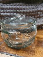 Antieke glazen pot met vis op deksel, Antiek en Kunst, Ophalen of Verzenden