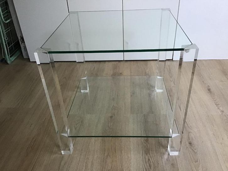 Glazen tafel, Huis en Inrichting, Tafels | Salontafels, Zo goed als nieuw, 50 tot 75 cm, 50 tot 100 cm, 50 tot 100 cm, Rechthoekig