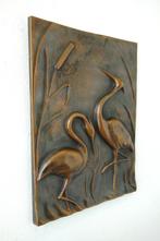 Vintage wandreliëf brons reigers kraanvogels wanddecoratie, Huis en Inrichting, Woonaccessoires | Wanddecoraties, Ophalen of Verzenden