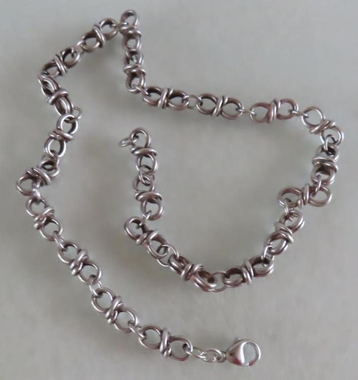 Koopje! Massief zilveren dubbele achtjes ketting , incl ver, Sieraden, Tassen en Uiterlijk, Kettingen, Zo goed als nieuw, Zilver