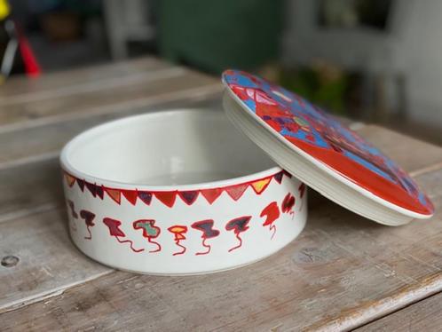 Beschilderd aardewerk koektrommel met deksel. Severinus 2009, Antiek en Kunst, Kunst | Overige Kunst, Ophalen