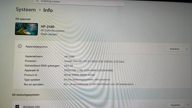 HP Z440 workstation 64 gb RAM Windows 11 Pro, Computers en Software, Desktop Pc's, Gebruikt, 3 tot 4 Ghz, SSD, 64 GB of meer, Met videokaart