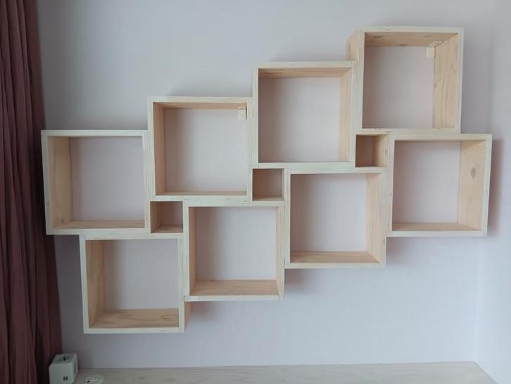 Houten wandkast met open vakken, Huis en Inrichting, Kasten | Wandmeubels, Nieuw, Minder dan 100 cm, Minder dan 150 cm, Minder dan 25 cm