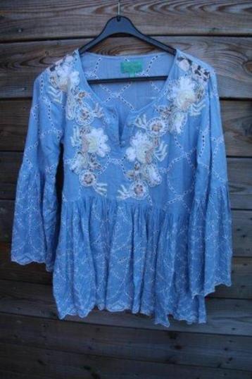 Tuniek blauw/ creme Antica santoria Giacomo cinque 1mt Vast beschikbaar voor biedingen
