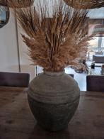 Zware brynxz pot met pluimen, Huis en Inrichting, Ophalen, Zo goed als nieuw, Overige kleuren, Minder dan 50 cm