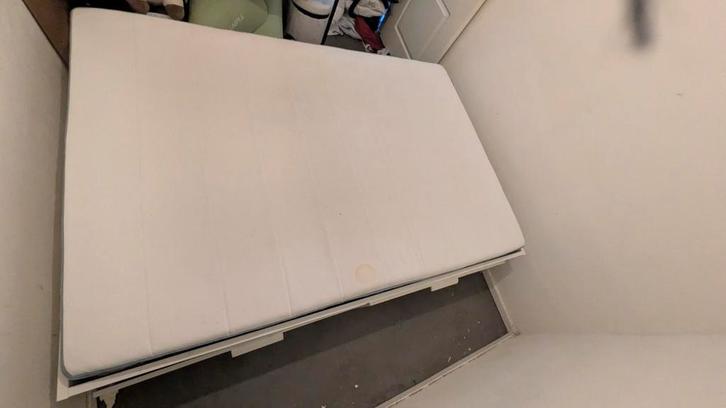 Bed met matras te koop, Huis en Inrichting, Slaapkamer | Bedden, Eenpersoons, 90 cm, 200 cm, Hout, Wit, Ophalen