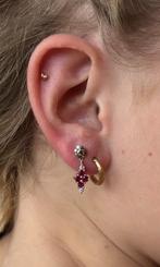 Robijn diamanten 18k witgouden luxe dames oorbellen bloem, Sieraden, Tassen en Uiterlijk, Oorbellen, Hangers, Voordeelsieraden