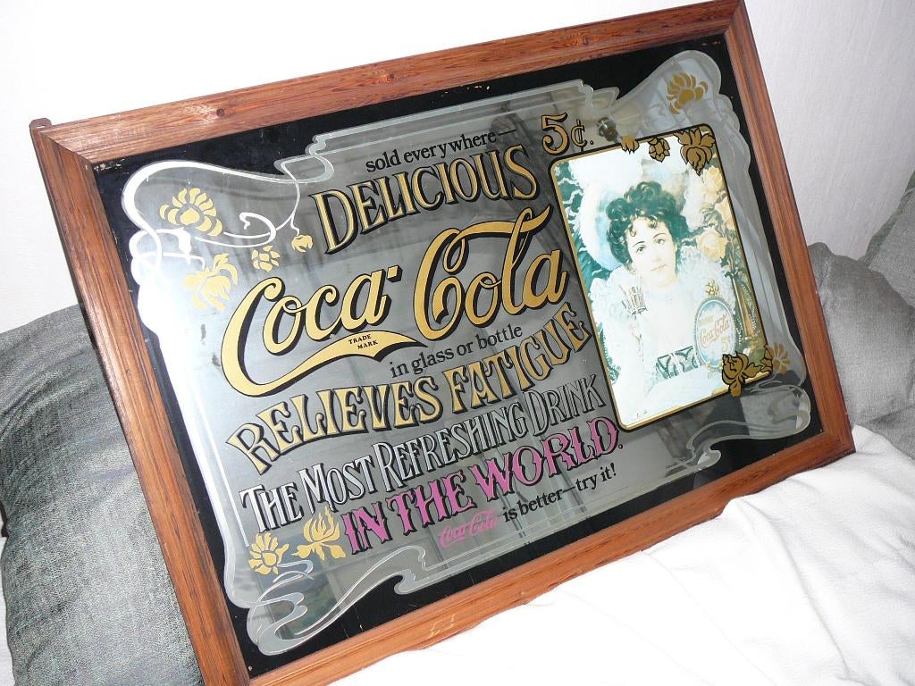 COCA COLA SPIEGEL, Antiek en Kunst, Antiek | Spiegels, Ophalen, Rechthoekig, 50 tot 100 cm, Minder dan 100 cm