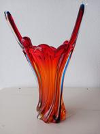 Murano vaas oranje met blauwe strepen, Antiek en Kunst, Ophalen of Verzenden
