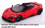 McLaren 765 LT Spider 2021 Rood 1-18 GT Spirit Limited 999 P, Hobby en Vrije tijd, Modelauto's | 1:18, Nieuw, Overige merken, Ophalen of Verzenden