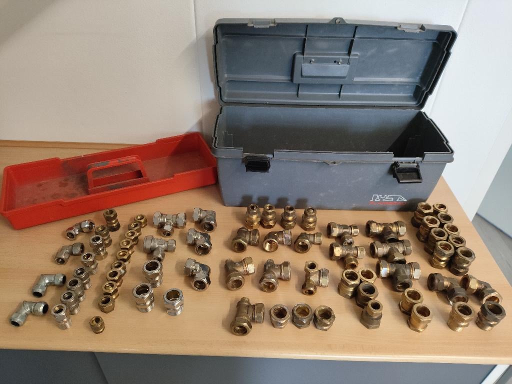 Fitwerk (knelkoppelingen )messing, Doe-het-zelf en Verbouw, Metalen, Ophalen, Nieuw, Koper of Messing