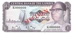Gambia 1 Dalasi 1971 Unc Specimen pn 4es, Ophalen, Overige landen, Los biljet