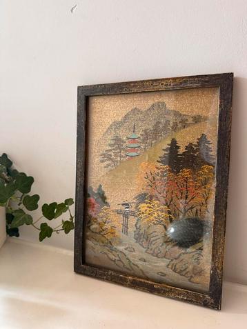 Japanse prent in vintage lijst beschikbaar voor biedingen