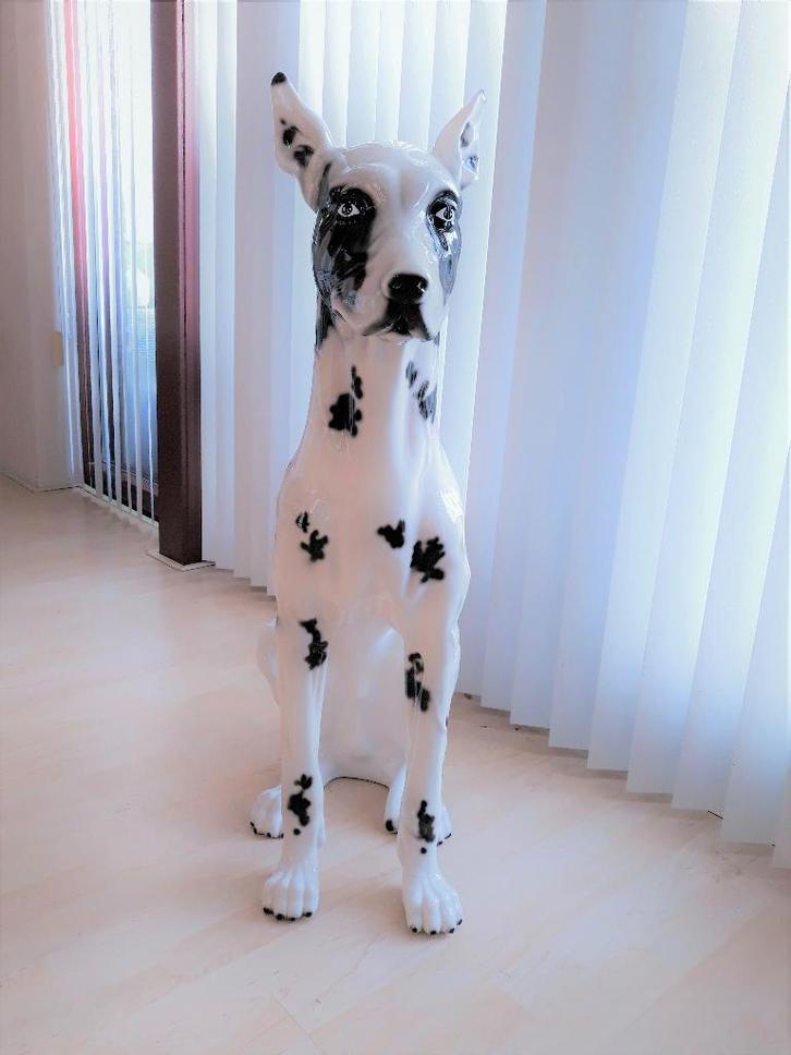 levensecht vintage porseleinen beeld Deense Dog - 93 cm, Antiek en Kunst, Curiosa en Brocante, Ophalen