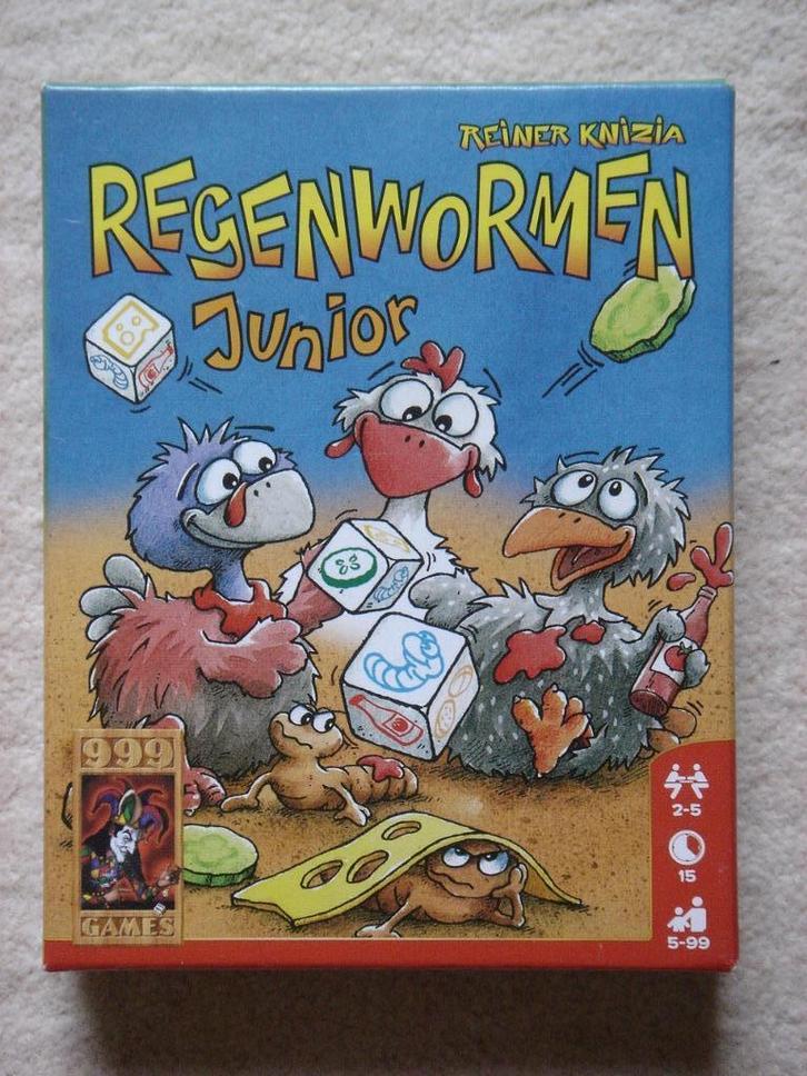 LEUK: Regenwormen Junior - KINDERSPEL, Hobby en Vrije tijd, Gezelschapsspellen | Kaartspellen, Nieuw, Een of twee spelers, Drie of vier spelers