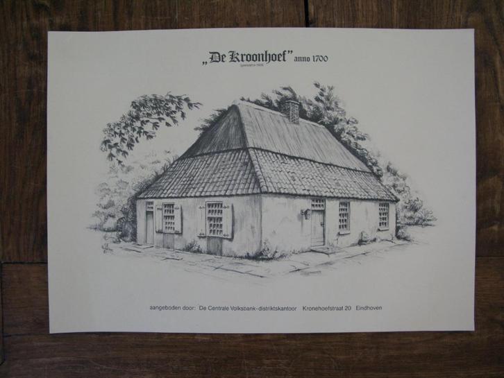 gedrukte prent pand Kleine Kroon Kronehoef Woensel Eindhoven, Verzamelen, Foto's en Prenten, Gebruikt, Prent, Gebouw, Voor 1940