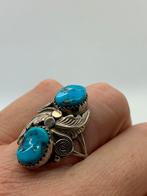 X737 Prachtige zilveren Navajo ring maat 19, Sieraden, Tassen en Uiterlijk, 19 tot 20, Ophalen of Verzenden, X, Met edelsteen