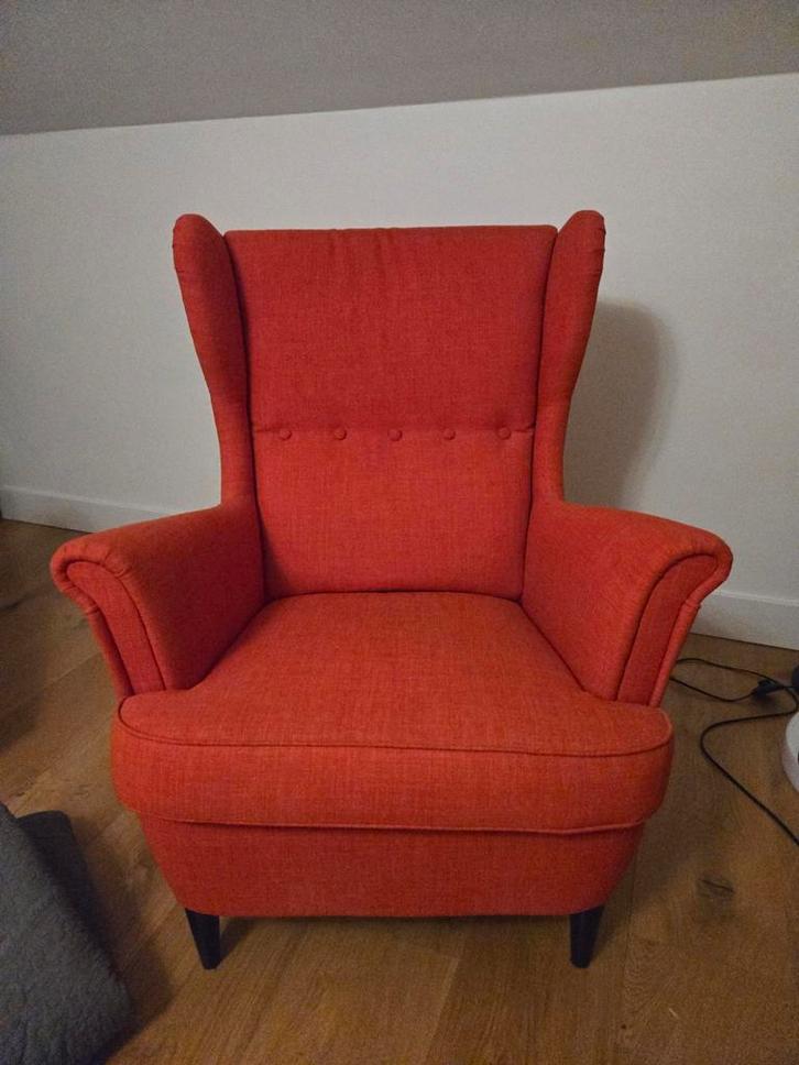 Ikea Strandmon fauteuil - Oranje/Rood, Huis en Inrichting, Fauteuils, Ophalen