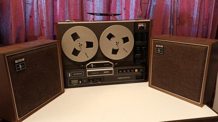 PHILIPS BANDRECORDER. inclusief boxen,band en spoelen., Audio, Tv en Foto, Bandrecorders, Bandrecorder, Ophalen