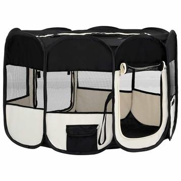 vidaXL Hondenren inklapbaar met draagtas 145x145x61cm zwart beschikbaar voor biedingen