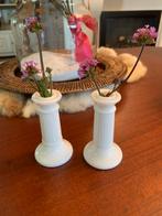 2 x melkglas mini vaasjes Koziol, Wit, Ophalen of Verzenden, Minder dan 50 cm, Glas