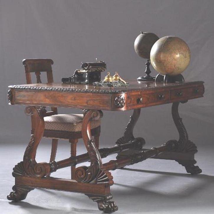 Antiek William IV Palissander Bureau - ca. 1835, Antiek en Kunst, Antiek | Meubels | Tafels, Ophalen